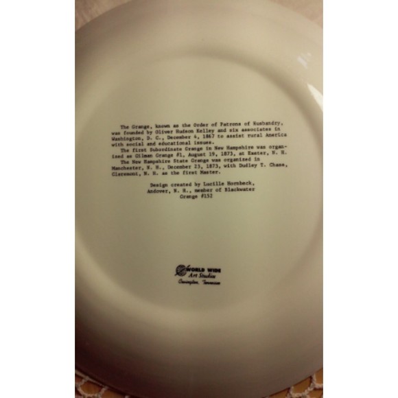1973 New Hampshire State Grange Centennial 10" Collector Plate - Picture 5 of 6